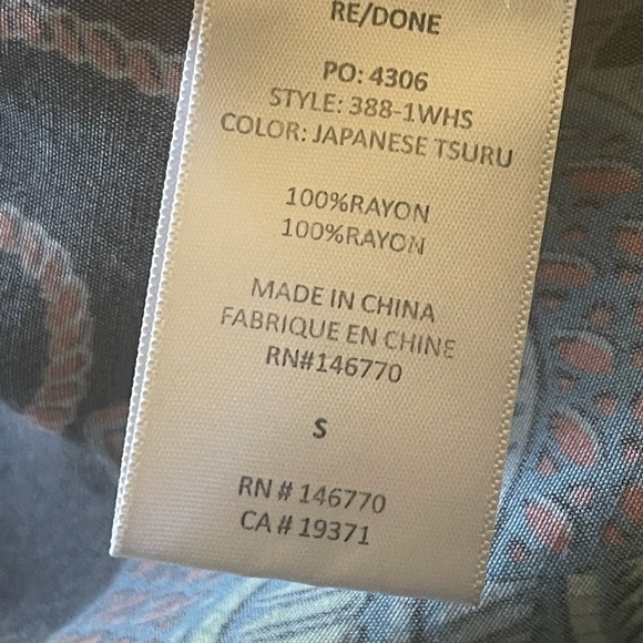 Re/Done Hawaiian crane Japanese Tsuru button down shirt size Small - Picture 6 of 7